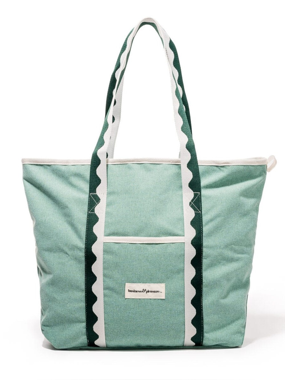 Mint Green Canvas Tote with Dark Green Scalloped Handles FabFitFun